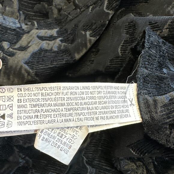 Coquette Black Velvet Burnout Bow Back Mini Dress S Whimsy Party Holiday Floral - Picture 5 of 8